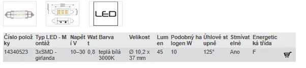 LED ŽÁROVKA - teplá bílá 3000K (10 W)
