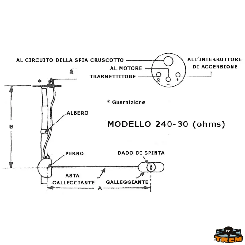Plovák hladiny pro palivové nádrže Ohmy 10-180 pro průměr otvoru 38 mm