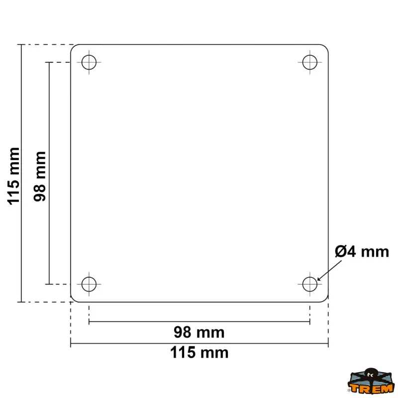 Čtvercový průduch krémové barvy 118x118 mm