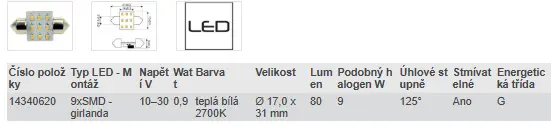 LED ŽÁROVKA - teplá bílá 2700K (9 W)