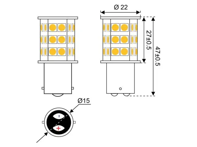 LED BA15d - JASNĚ BÍLÁ 6500K