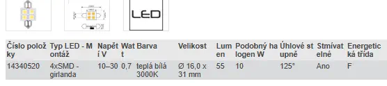 LED ŽÁROVKA - teplá bílá 3000K (10 W) 10-30 V
