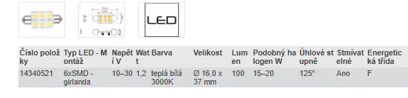 LED ŽÁROVKA - teplá bílá 3000K (10-20 W)