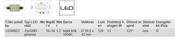LED ŽÁROVKA - teplá bílá 3000K (13 W)