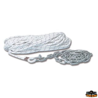 Vysokopevnostní polyesterové kotevní lano s řetězem a pozinkovaným třmenem