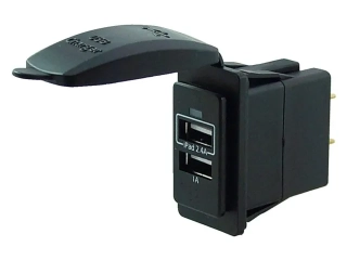 USB zásuvka dvojitý 3,4A černý vypínač