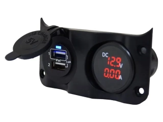 Doplněk rozvaděče s dvojitým USB a digitálním volt-+ampérmetrem