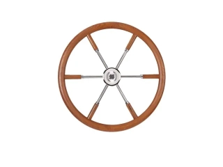 V84 paprsky volantu teak/ss/teak 5ramenný 500mm